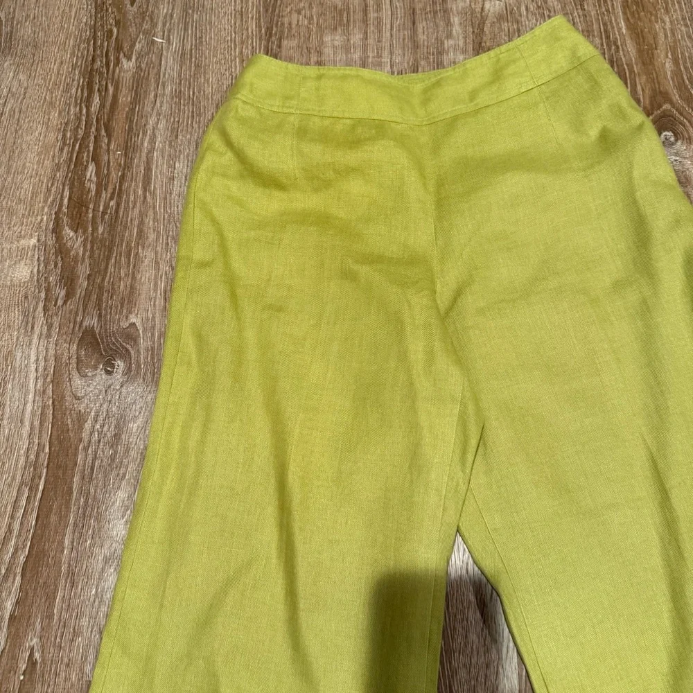 Talbots, Trish Linen Lime Green Wide Leg Linen Pants – Size 10P - Picture 3 of 13